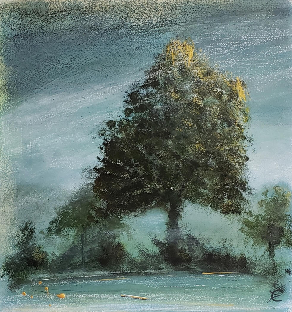 golden light falling onto soft pastel tree