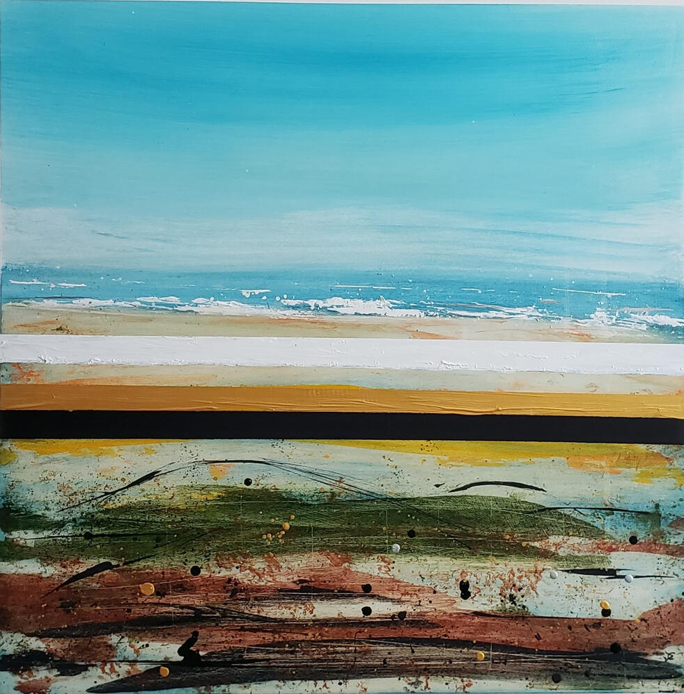 abstract beach and rock pool scene